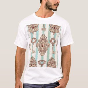 Vintage Schlüssel, Schlösser: Freehe und Muster. T-Shirt