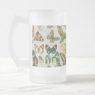 Vintage-Schmetterling-Motte-Musterdruck Mattglas Bierglas