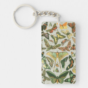 Vintage-Schmetterling-Motte-Musterdruck Schlüsselanhänger