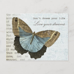 Vintage Schmetterling positive inspirierende Zitat Postkarte
