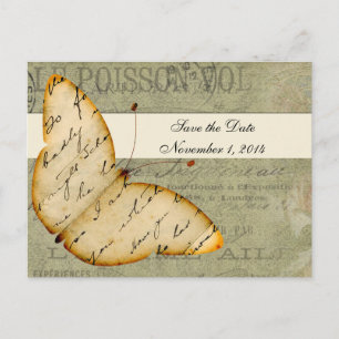 Vintage Schmetterling Save the Date Ankündigungspostkarte