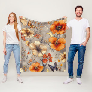 Vintage Schmetterling Wildblume (12) Fleecedecke
