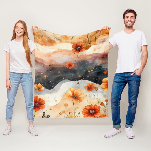 Vintage Schmetterling Wildblume (4) Fleecedecke (Beispiel)