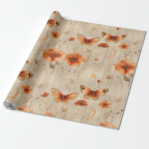 Vintage Schmetterling Wildblume (4) Geschenkpapier