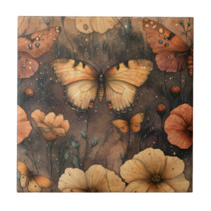Vintage Schmetterling Wildblume (8) Fliese