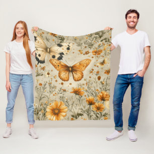 Vintage Schmetterling Wildblume (9) Fleecedecke