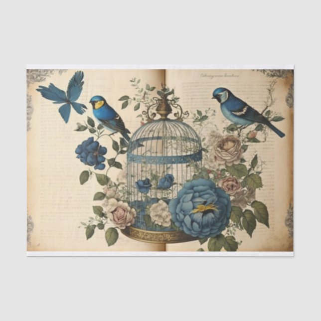 Vintage Schmetterlinge aus Birdcage und Blume Seidenpapier (Vorderseite)