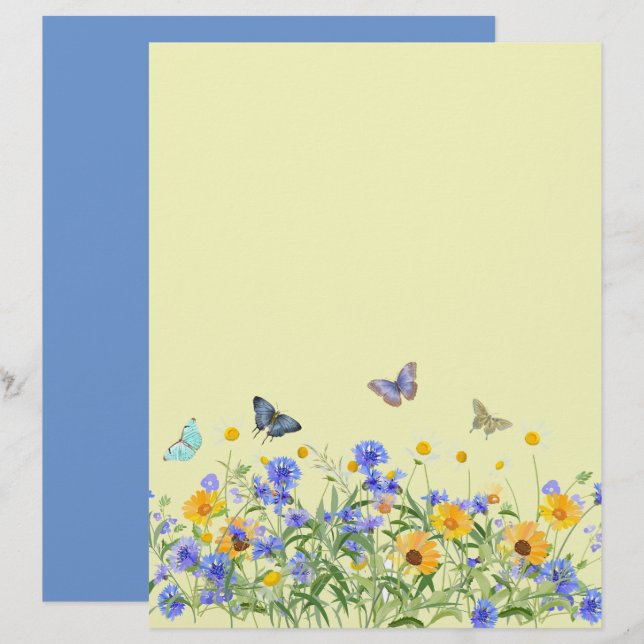 Vintage Schmetterlinge Blume Scrapbook Collage Pap (Vorne/Hinten)