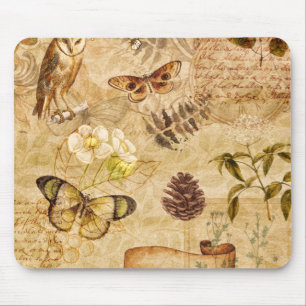 Vintage Schmetterlinge Foliage Blumenmousepad Mousepad
