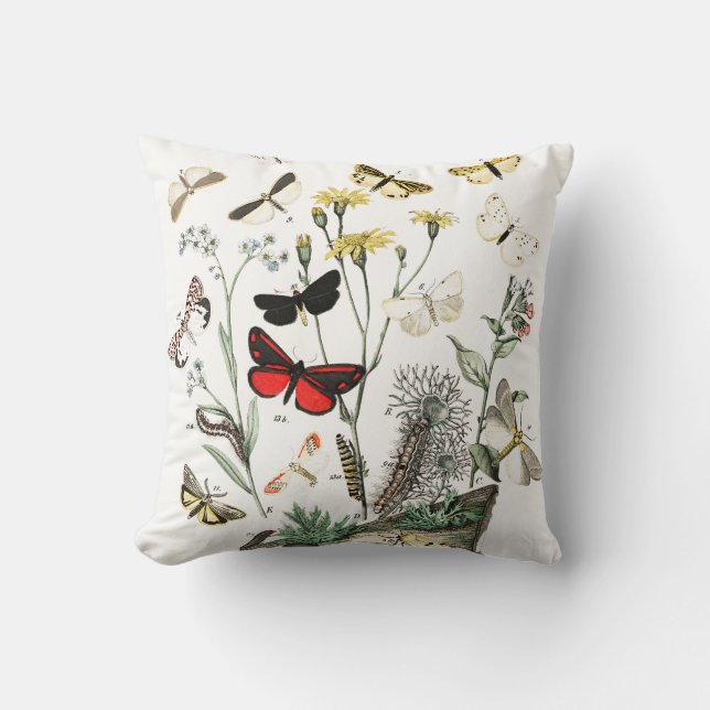 Vintage Schmetterlinge Kissen (Vorderseite)