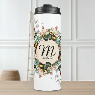 Vintage Schmetterlinge Monogramm Ephemera Custom Thermosbecher