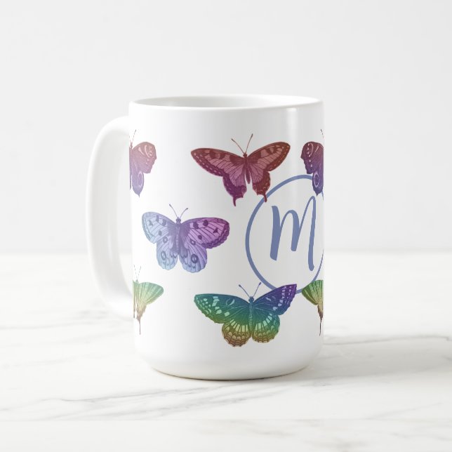 Vintage Schmetterlinge Motteninsekten Kaffeetasse (Vorderseite Links)