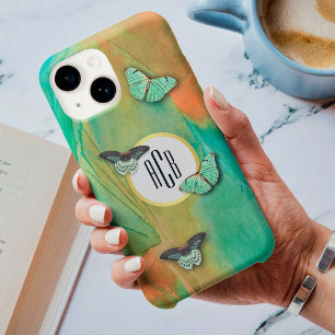 Vintage Schmetterlinge Muster mit Monogramm Case-Mate iPhone 14 Hülle