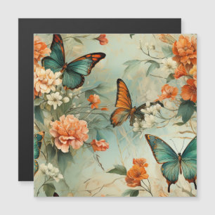 Vintage Schmetterlinge und Blume (10) Magnetkarte