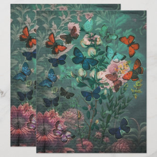 Vintage Schmetterlinge und Blume blaues Scrapbook
