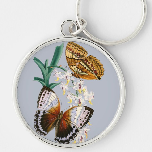 Vintage Schmetterlinge und Blumenbilder Schlüsselanhänger (Vorne)