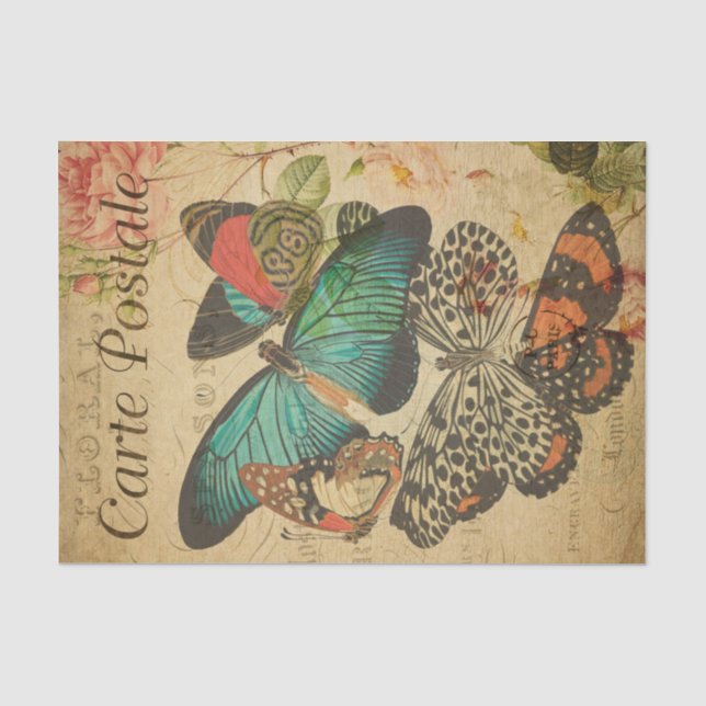 Vintage Schmetterlinge und Moth French Seidenpapier (Vorderseite)