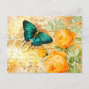 Vintage Schmetterlingscollage Postkarte