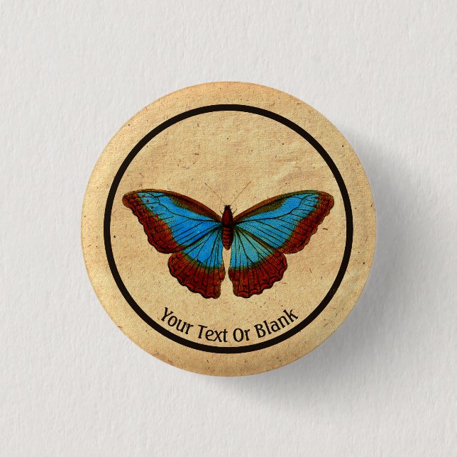 Vintage Schmetterlingsdarstellung Button (Vorderseite)