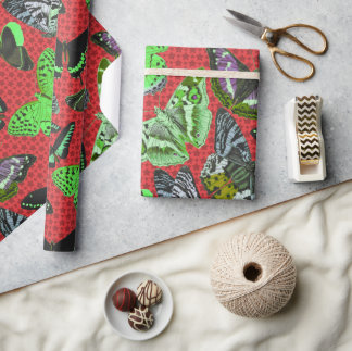 Vintage Schmetterlingsdarstellung Geschenkpapier