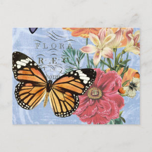 Vintage Schmetterlingsflora..Postkarte Postkarte