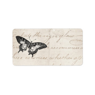 Vintage SchmetterlingsIllustration der Schmetterli Adressaufkleber