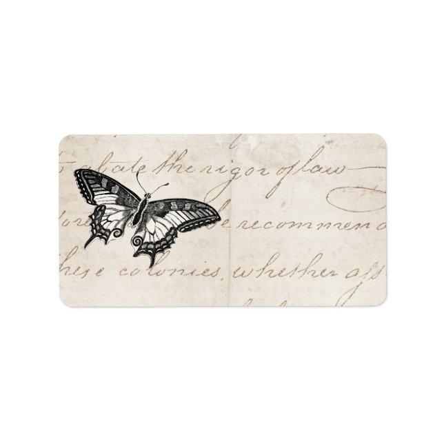 Vintage SchmetterlingsIllustration der Schmetterli Adressaufkleber (Vorne)