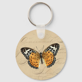 Vintage Schmetterlingskalligraphie "Painted Lady" Schlüsselanhänger