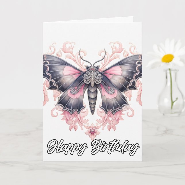 Vintage Schmetterlingskunst | Happy Birthday Karte (Kleine Pflanze)
