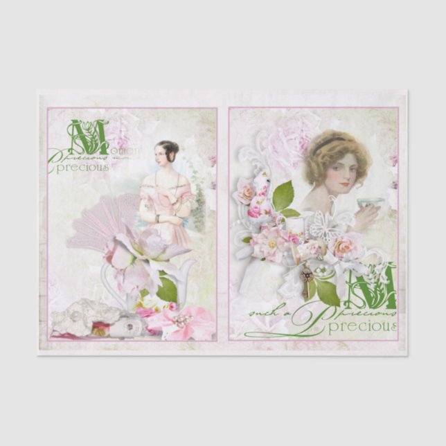 Vintage Schmetterlingswaage-Decoupage Seidenpapier (Vorderseite)