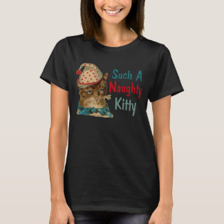 Vintage, schmutzige Kätzchen mit Fisch im Mund T-Shirt