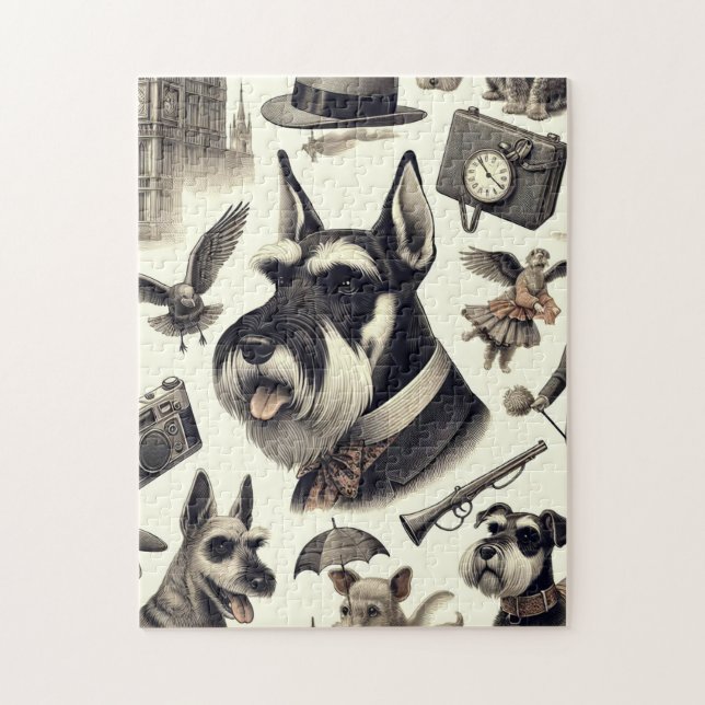 Vintage Schnauzer-Illustration (Vertikal)