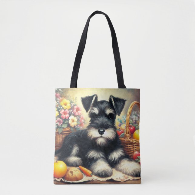Vintage Schnauzer-Malerei Tasche (Vorderseite)