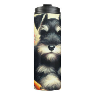 Vintage Schnauzer-Malerei Thermosbecher