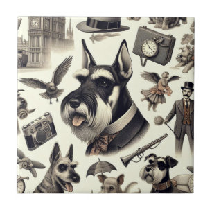 Vintage Schnauzer Nahtlos Fliese