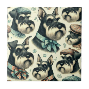 Vintage-Schnauzer-Nahtlose Illustration Fliese