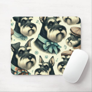 Vintage-Schnauzer-Nahtlose Illustration Mousepad