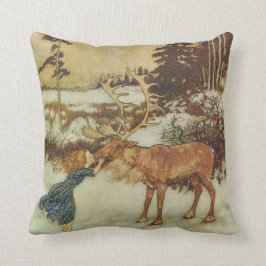 Vintage Schnee-Königin mit Gerda und Ren Kissen