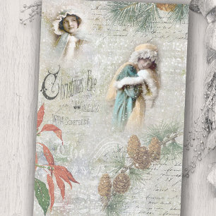 Vintage Schnee-Winter-Weihnachtsmusik-Collage Seidenpapier