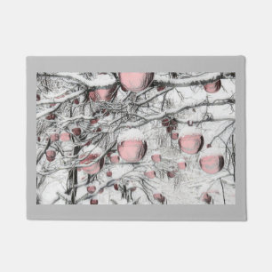 Vintage Schneebäume mit Ornamente Zeichnung Fußmatte