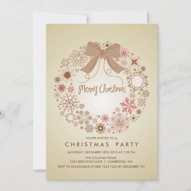 VINTAGE SCHNEEFLAKEN KRIEGSURLAUB PARTEI EINLADUNG (Vorderseite)