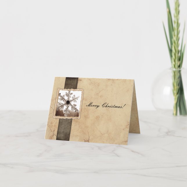 Vintage Schneeflocken Feiertagskarte (Vorderseite)