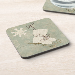 Vintage Schneeflockeneis-Skate niedlich rustikale Getränkeuntersetzer