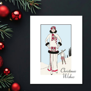Vintage Schneekönigin Weihnachten Postkarte