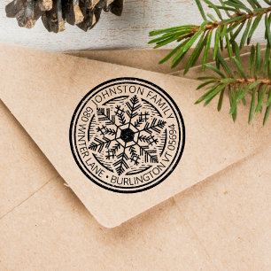 Vintage-Schneekreis-Adresse Permastempel