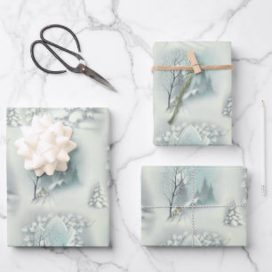Vintage Schneelicht  Geschenkpapier Set