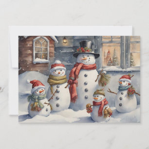 Vintage Schneemann Familie Frohe Weihnachten