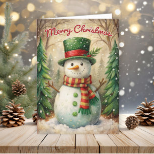 Vintage Schneemann Frohe Weihnachten