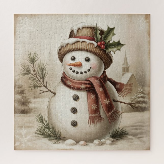 Vintage-Schneemann-Puzzle (Vertikal)