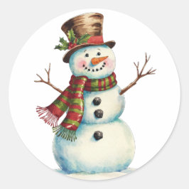 Vintage-Schneemann Runder Aufkleber